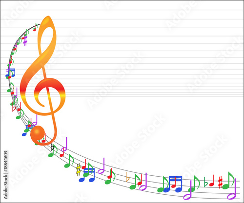 Gee-clef and music swirls