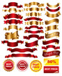 Collection of red and gold tapes for design