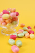 sweet candy on yellow background