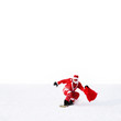 Weihnachtsmann unterwegs mit Snowboard