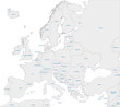 Grey Europe map with countries