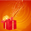 Open gift box with swirl wave decoration