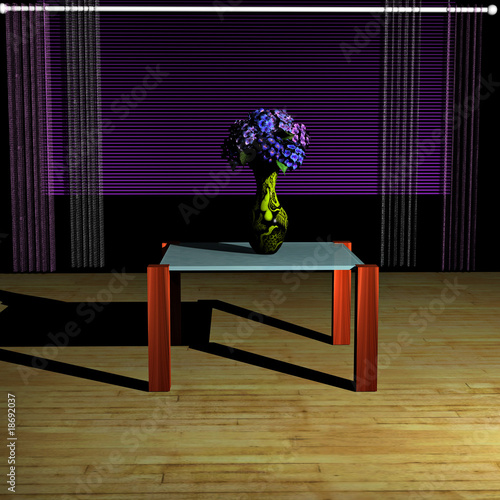 Illustration: Tisch mit Blumenvase Tisch mit Blumenvase