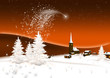 Winter Landscape With Falling Star
