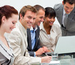 Young businessman working with his team