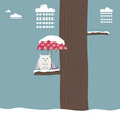 owl with snowy umbrella