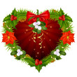 Christmas wreath in the shape of heart