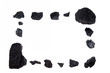 isolated frame - coal, carbon nuggets