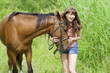 Brunette girl with horse Brunette girl with horse