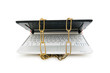 Concept of computer security with laptop and chain Concept of computer security with laptop and chain