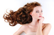 beautiful nice woman with long ringlets hair