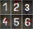 Rusty Numbers 1-6, grainy surface