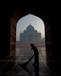 Taj Mahal framed through a door
