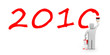 Person paint the text 2010