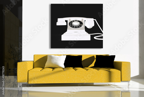 Illustration: red furniture in an interior red furniture in an interior