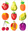 set of cute fresh fruits