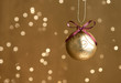 Single Gold Christmas ball with lights
