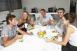 Colleagues having lunch