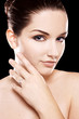 Beautiful woman wearing diamond ring