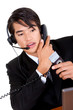 Busy telemarketing representative