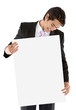 Business man with a banner