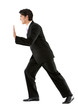 Business man pushing a wall