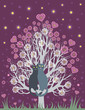 In love cats on a flowering tree