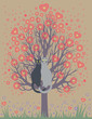 In love cats on a flowering tree