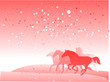 horse herd in winter
