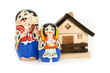 Russian nested dolls and wooden house Russian nested dolls and wooden house