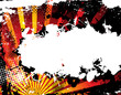 Abstract Grunge Halftone Background in orange.