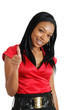 African american business woman giving thumbs up