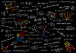Blackboard with mathematics sketches - vector illustration