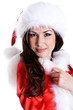 beautiful woman wearing santa claus clothes