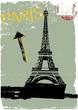 vector post card design with eiffel tower drawing