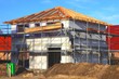 Neubau Einfamilienhaus Baugerüst Rohbau