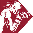 Boxing punching and jabbing side view