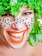portrait of a woman with salad in a had