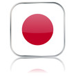 Japanese Square Flag Button (Japan - Vector - Reflection)