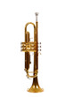 Brass trumpet on a white background