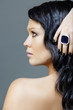 woman with black manicure