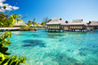Over water bungalows with over amazing lagoon Over water bungalows with over amazing lagoon