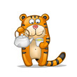 Vector: fun tiger with green tea fun tiger with green tea