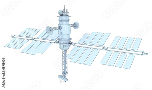 Photo: Space satellite wire concept. isolated on white Space satellite wire concept. isolated on white