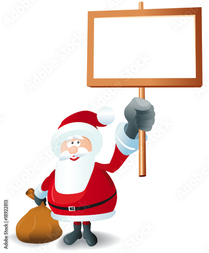 Vektor: weihnachtsmann zeigt großes schild zum beschriften weihnachtsmann zeigt großes schild zum beschriften