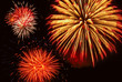 Three bright fireworks