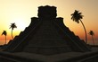 Maya Pyramide Tempel 2012 bei Sonnenuntergang