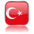 Turkish Square Flag Button (Turkey - Vector - Reflection)