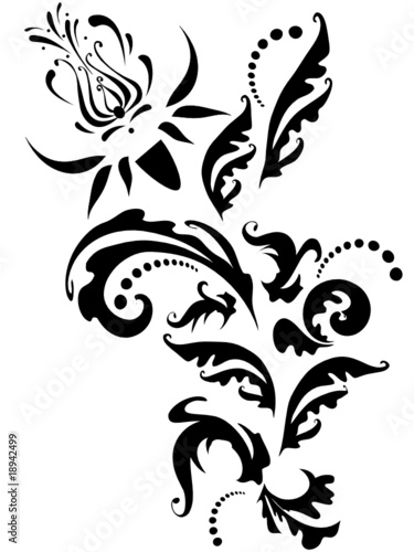 black flower tattoo. lack abstract floral tattoo
