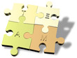 Jigsaw puzzle pieces forming a team